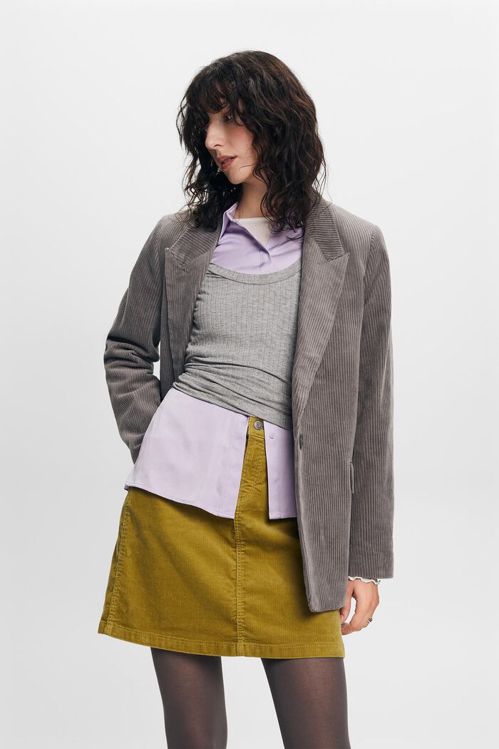 Blazer oversize in velluto di cotone, BROWN GREY, detail image number 3