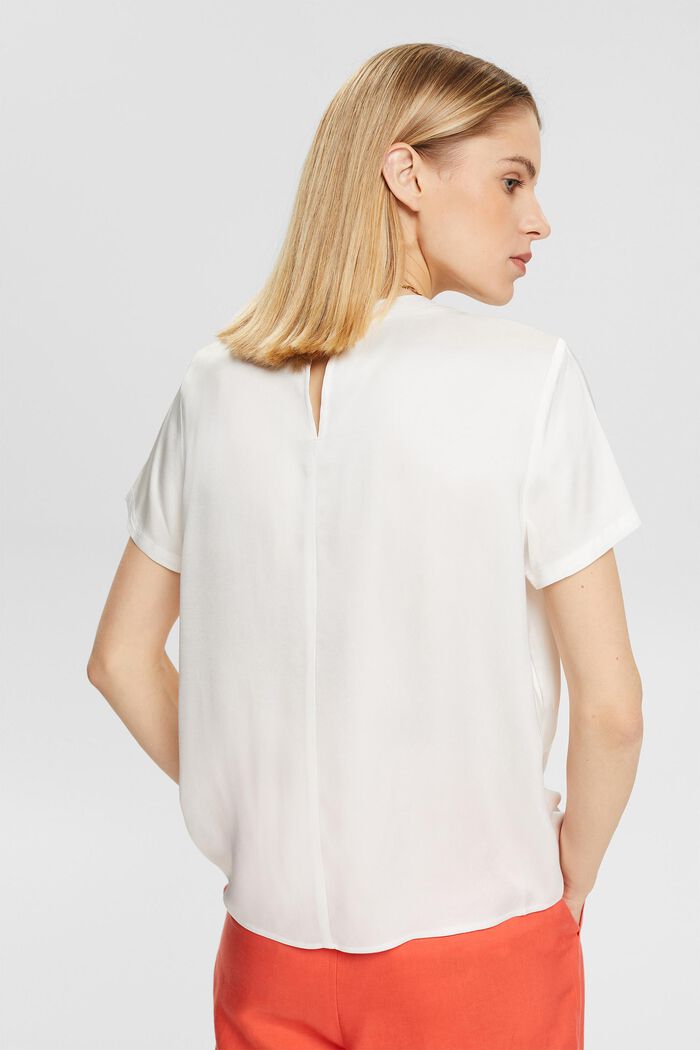 Blusa in raso, OFF WHITE, detail image number 3