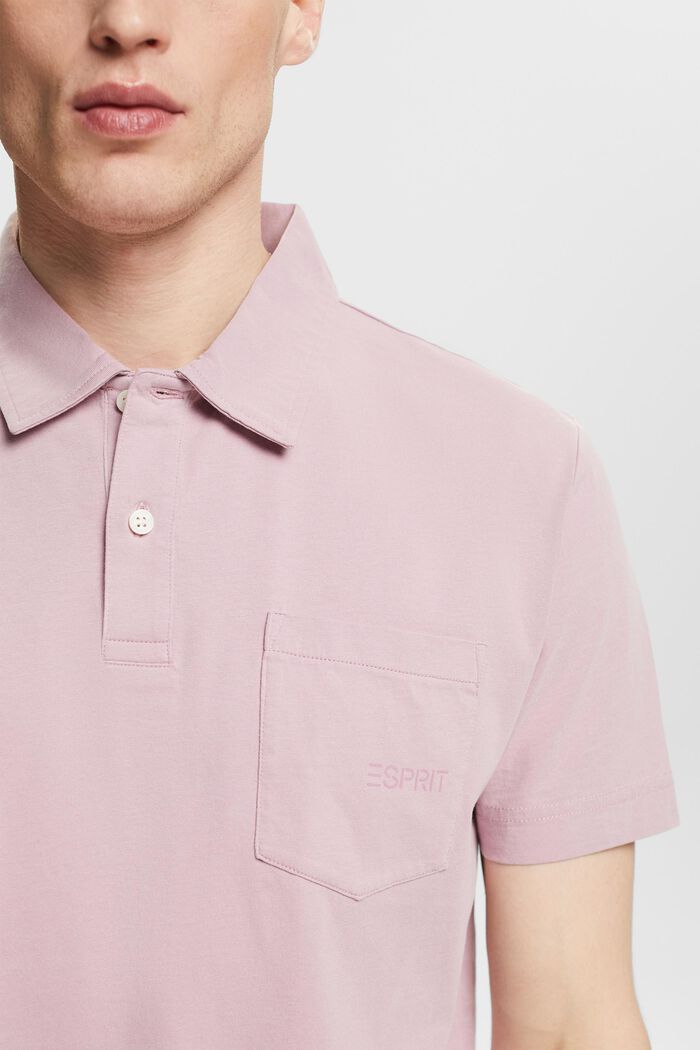 Polo in cotone con logo, MAUVE, detail image number 3