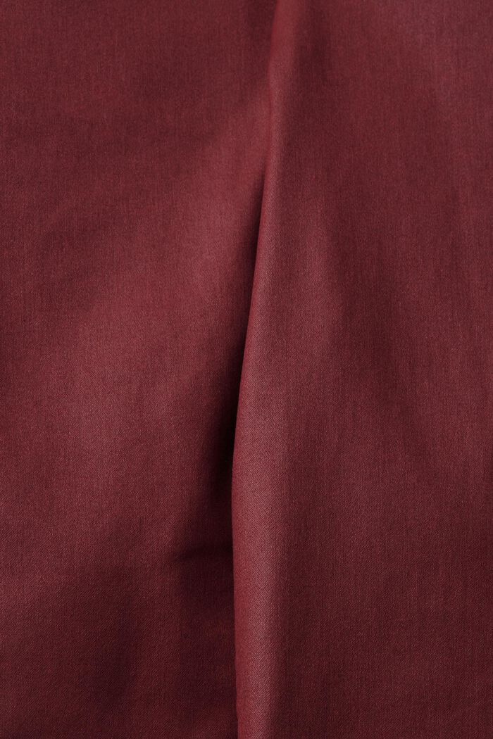 Pantaloni Slim Fit a vita alta in similpelle, BORDEAUX RED, detail image number 6