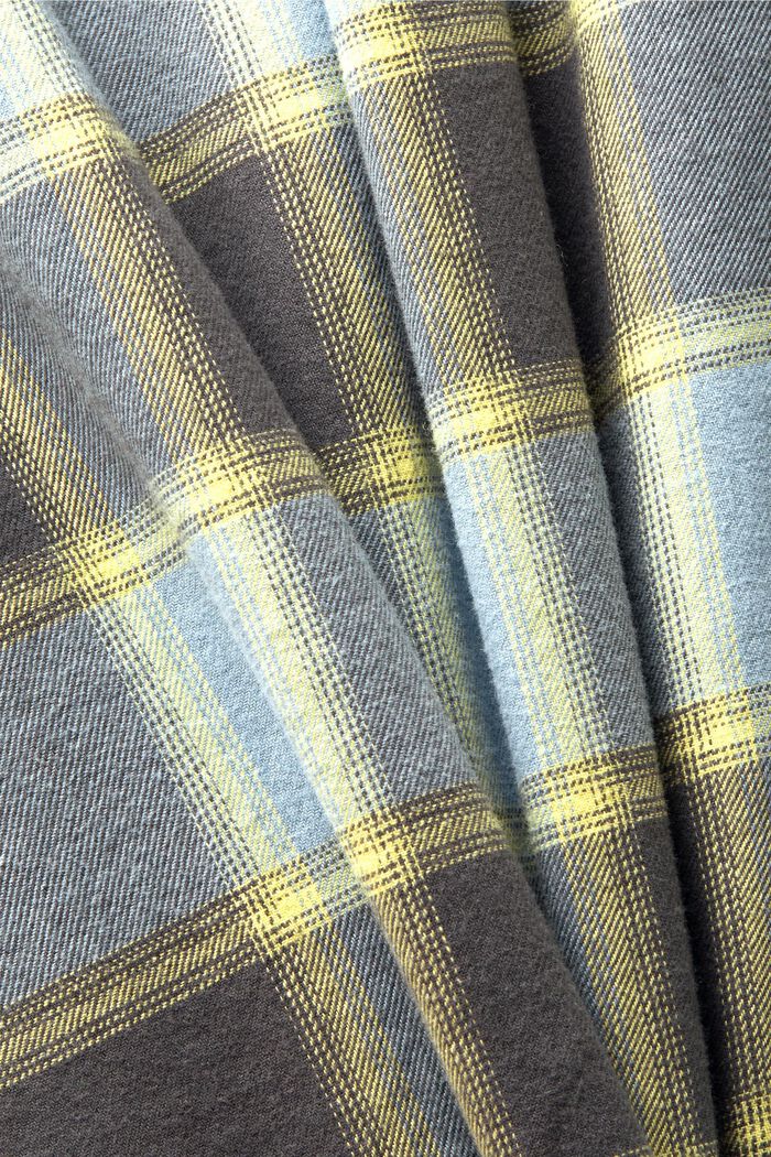 Camicia in flanella di cotone a quadri, TEAL BLUE, detail image number 5