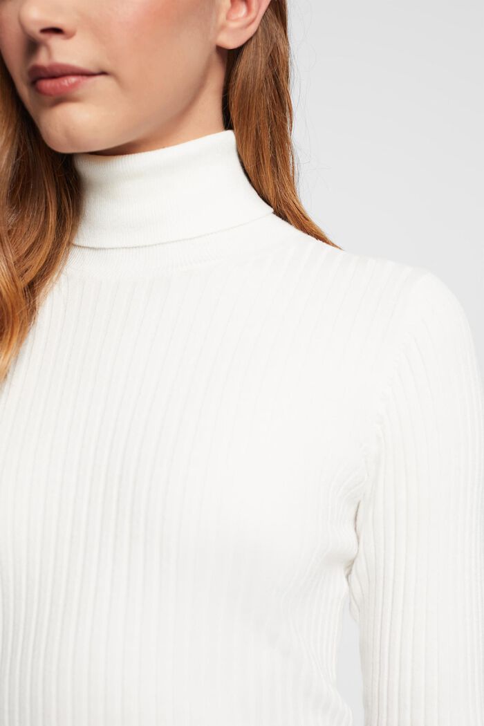 Pullover dolcevita in maglia a coste, OFF WHITE, detail image number 2