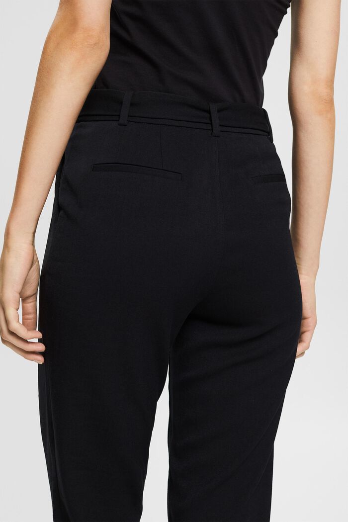 Pantaloni chino a vita alta con cintura, BLACK, detail image number 0