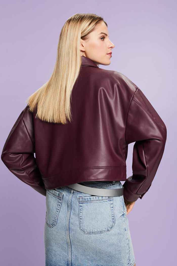 Giubbetto oversize in similpelle, AUBERGINE, detail image number 3