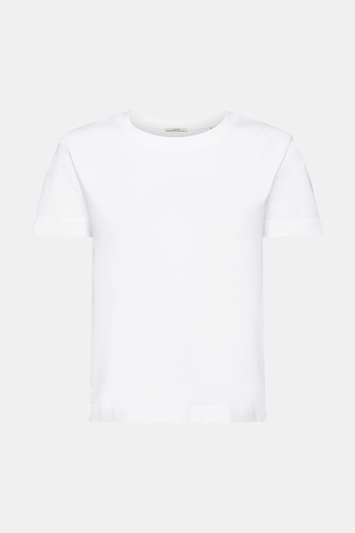 T-shirt girocollo in cotone, WHITE, detail image number 7