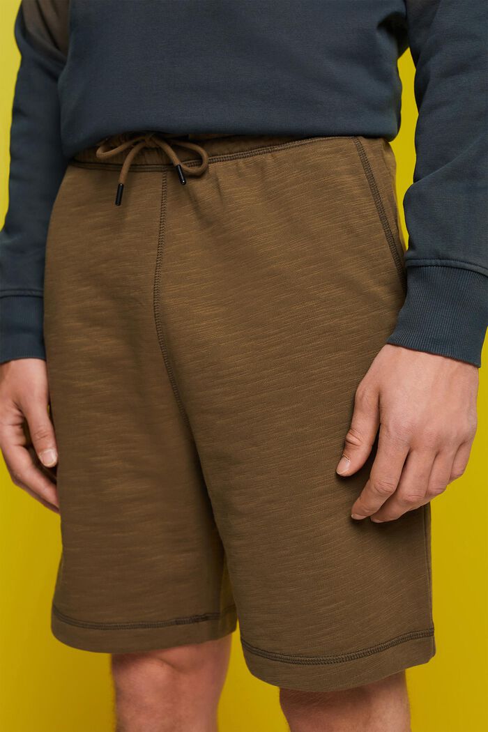 Shorts in felpa di cotone, KHAKI GREEN, detail image number 2
