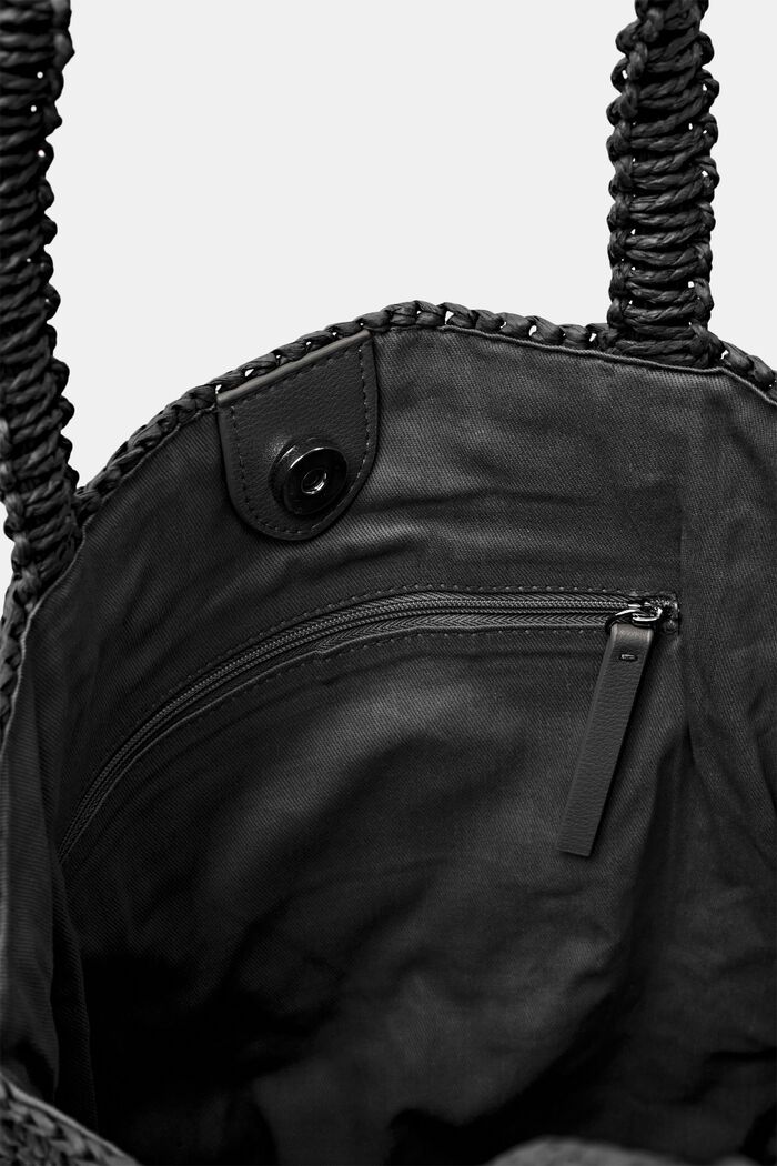 Tote Bag in rafia, BLACK, detail image number 1
