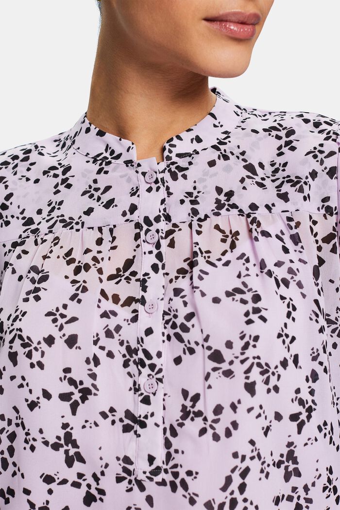 Blusa in chiffon con stampa, LAVENDER, detail image number 3
