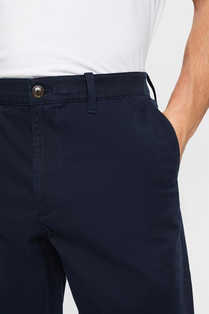 Chino a gamba dritta in twill di cotone, NAVY, detail image number 4