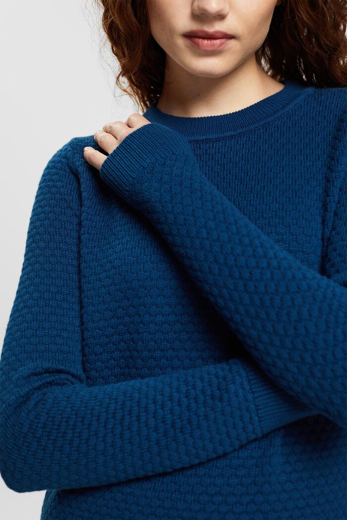 Pullover in maglia strutturata, NEW PATROL BLUE, detail image number 0
