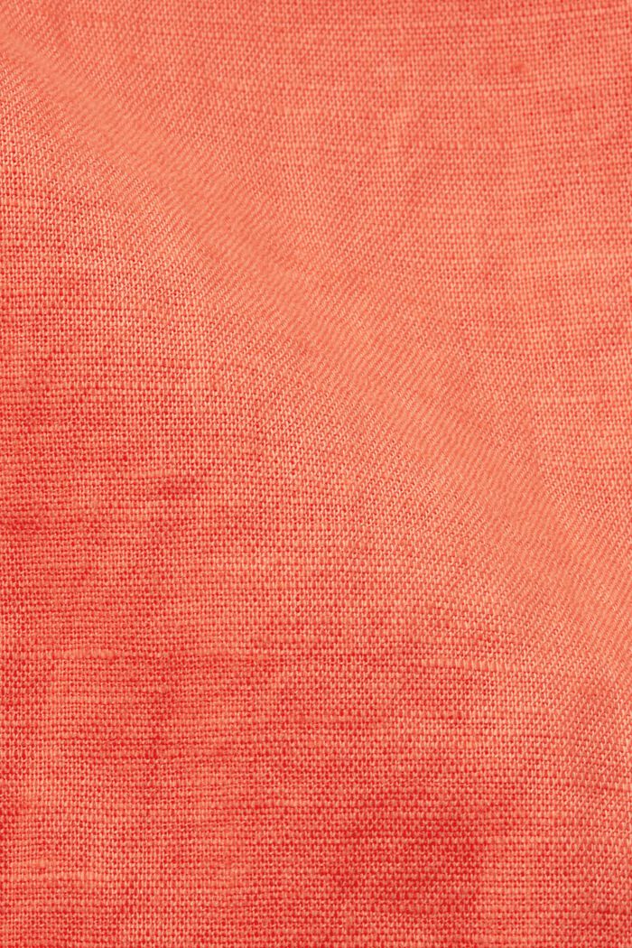 Camicia in misto lino e cotone, CORAL ORANGE, detail image number 6