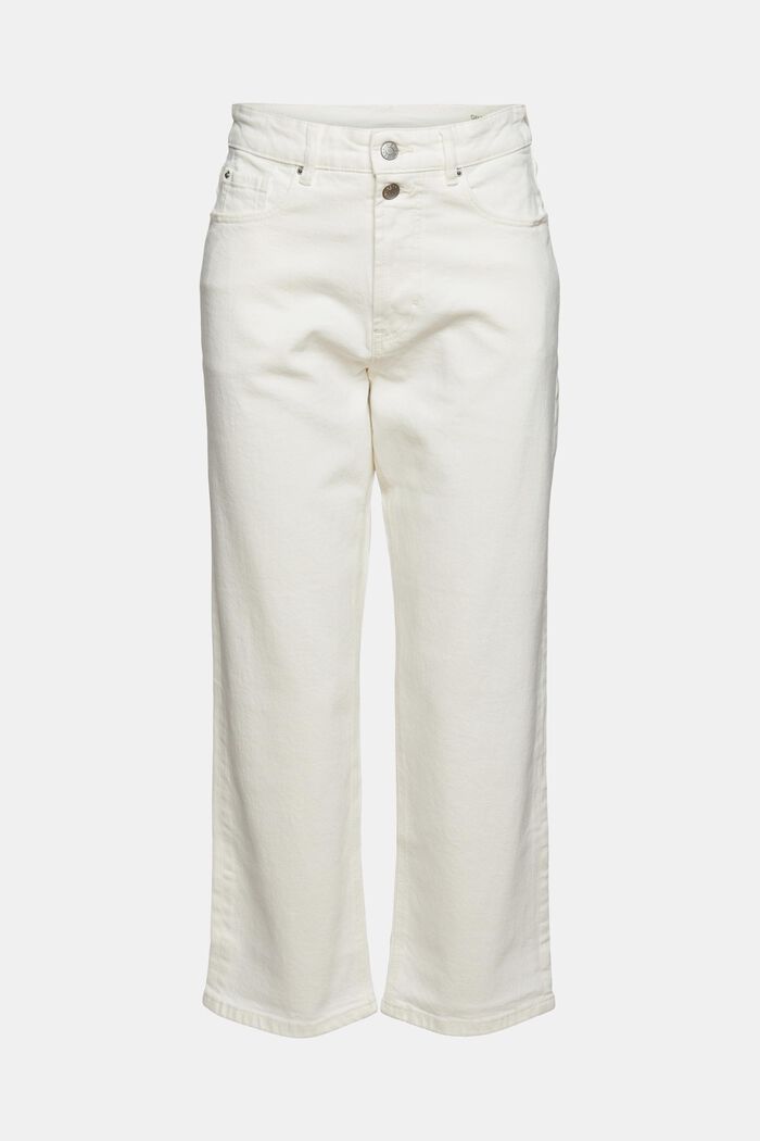 Jeans in cotone con gamba dritta, OFF WHITE, overview