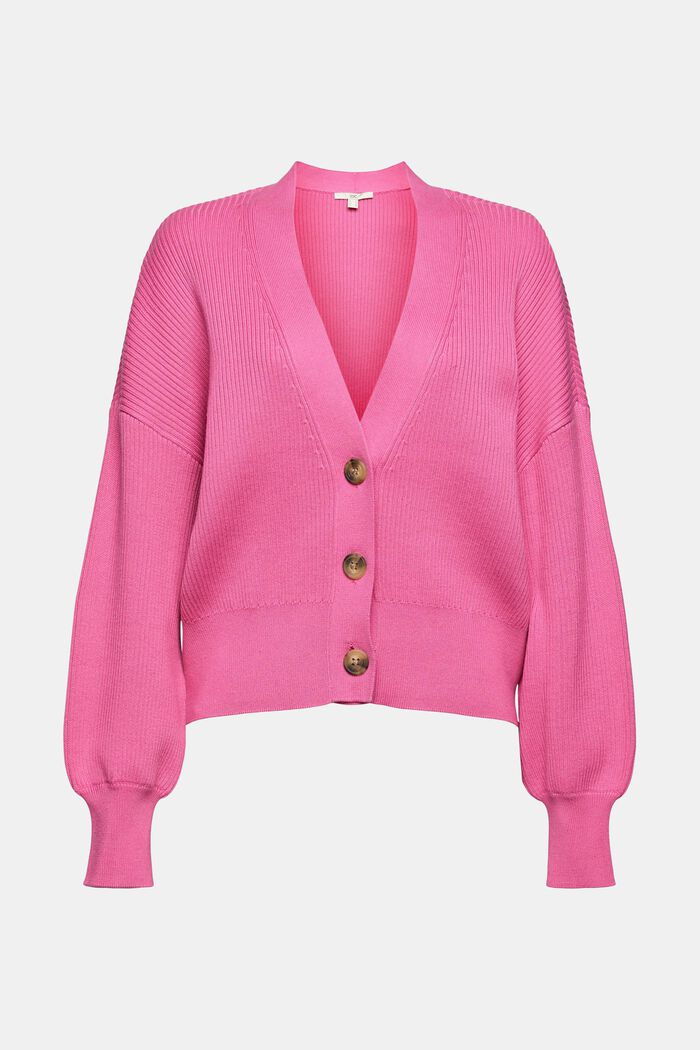 Cardigan in 100% cotone biologico, PINK, overview