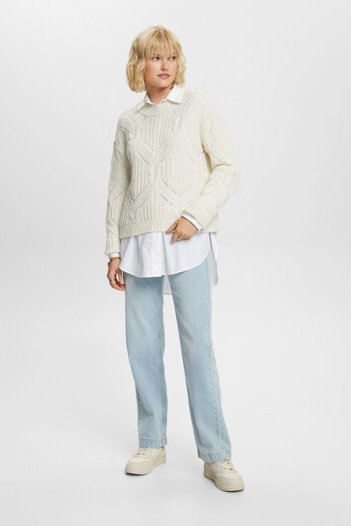 Pullover in misto lana in maglia traforata, ICE, detail image number 4