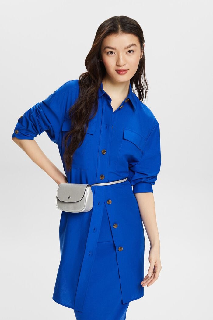 Camicia button-up oversize, BRIGHT BLUE, detail image number 4