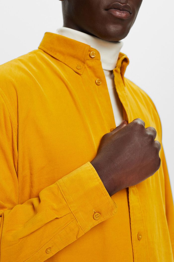 Camicia di velluto, 100% cotone, NEW AMBER YELLOW, detail image number 1