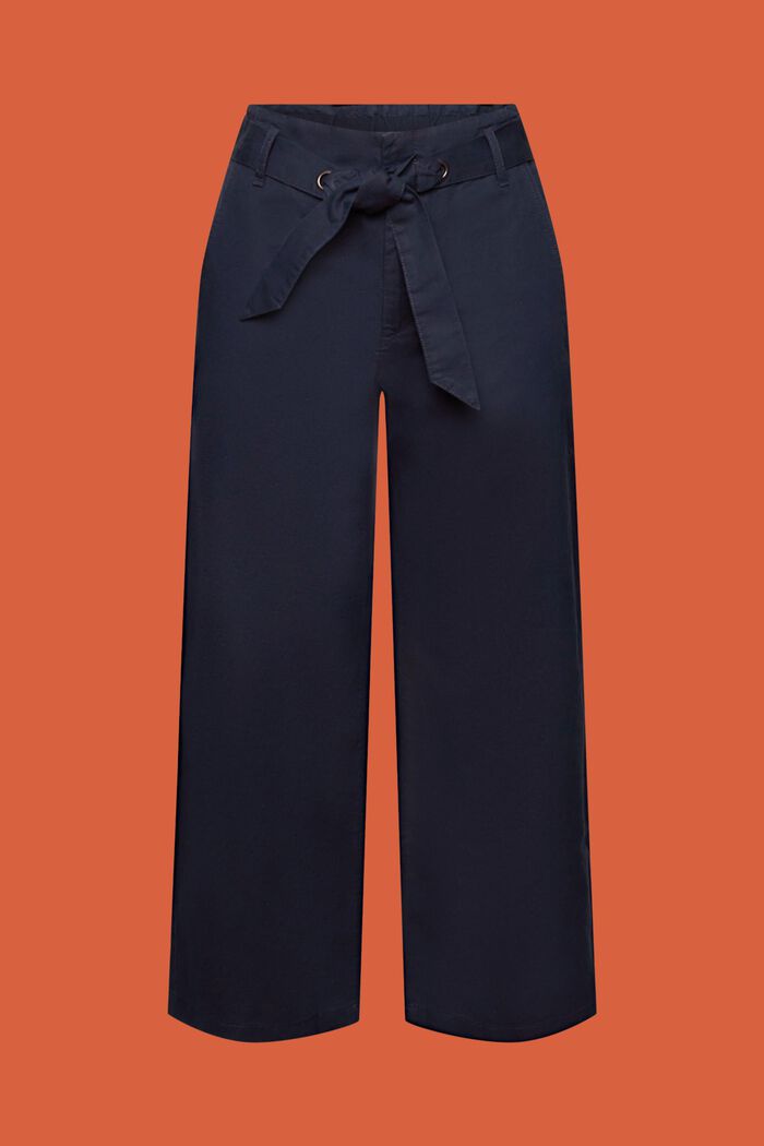 Culotte in lino e cotone con cintura, NAVY, detail image number 7