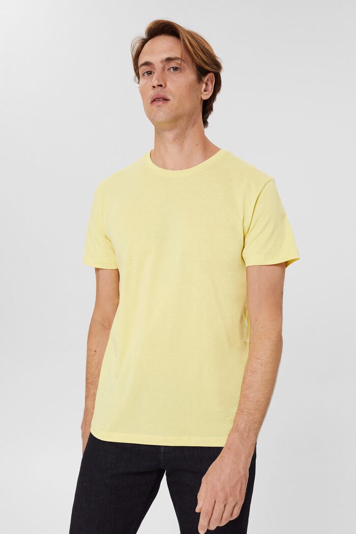 T-shirt in jersey di cotone, YELLOW, overview