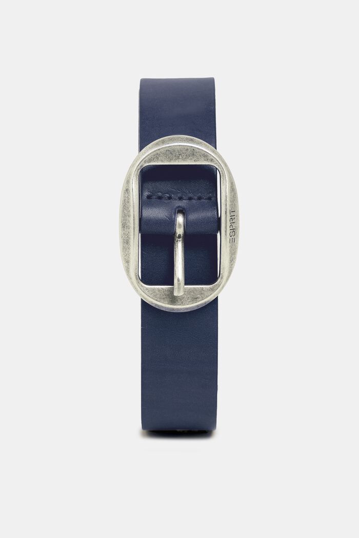 Cintura con fibbia vintage, in pelle, NAVY, detail image number 0
