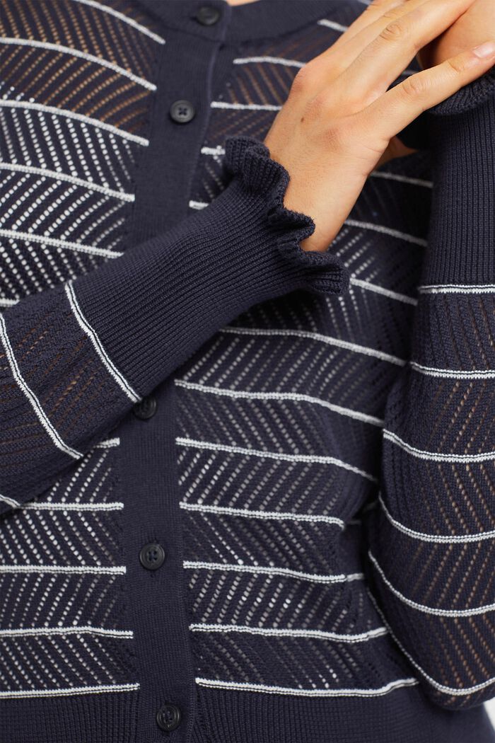 Cardigan pointelle a righe, NAVY BLUE, detail image number 0