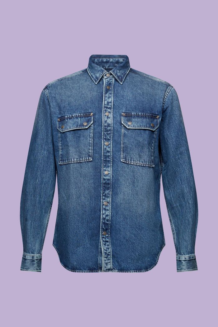 Camicia di jeans a maniche lunghe, BLUE MEDIUM WASHED, detail image number 5