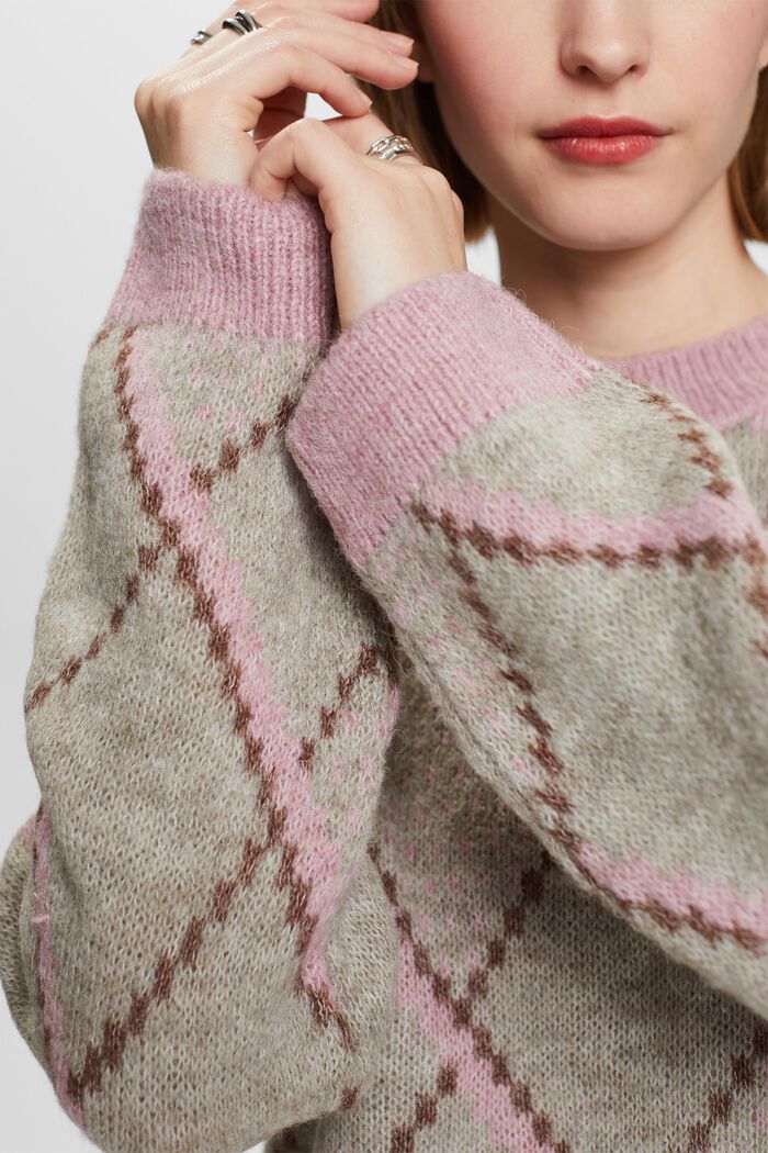 Pullover a quadri in misto lana, LIGHT TAUPE, detail image number 2