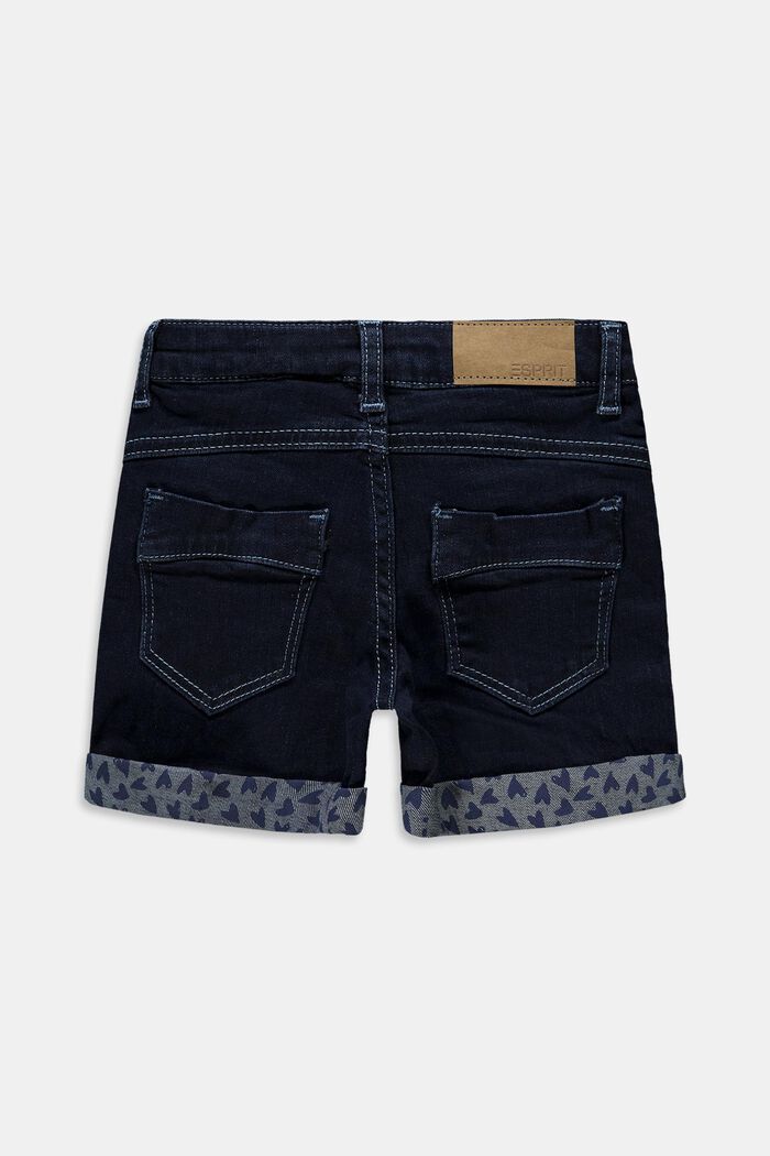 In materiale riciclato: shorts in denim con cintura regolabile, BLUE DARK WASHED, detail image number 1