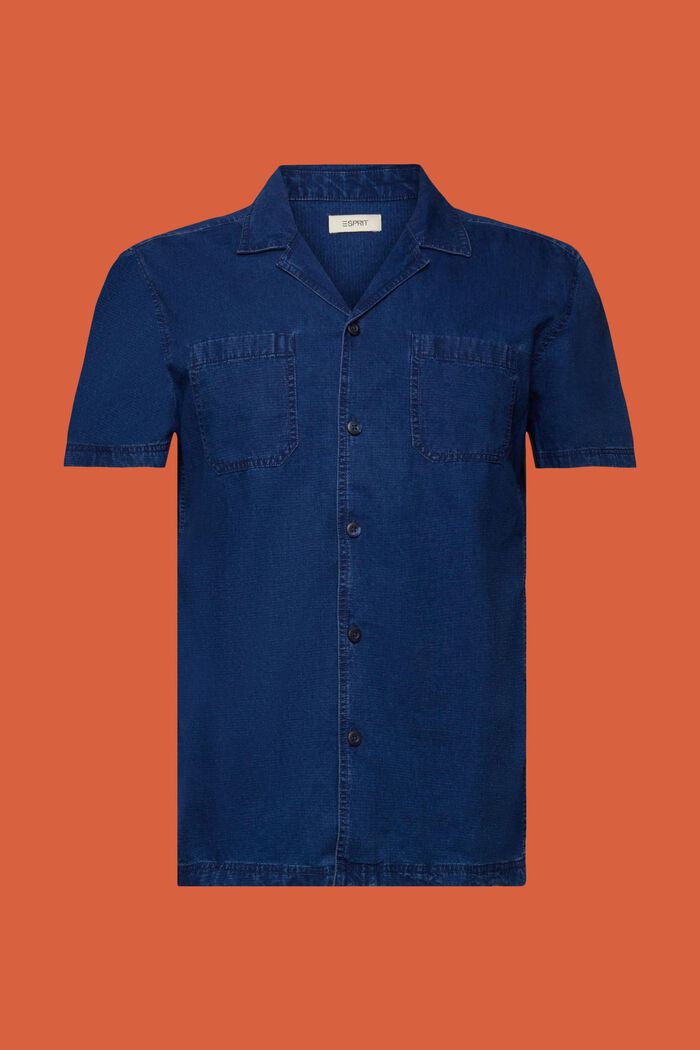 Camicia di jeans a maniche corte, 100% cotone, BLUE DARK WASHED, detail image number 7