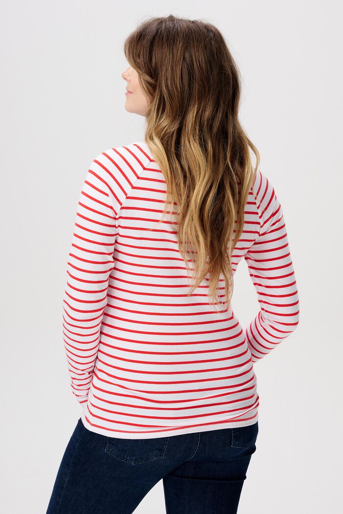 MATERNITY t-shirt a righe in misto cotone bio, MISSION RED, detail image number 3