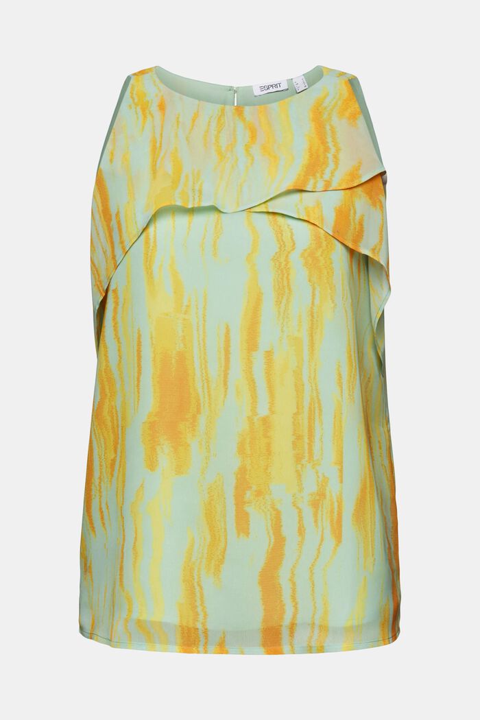 Blusa in crêpe di chiffon stampato, CITRUS GREEN, detail image number 6
