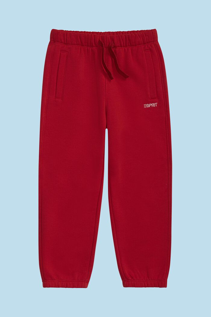 Pantaloni da ginnastica con logo in misto cotone, DARK RED, detail image number 1