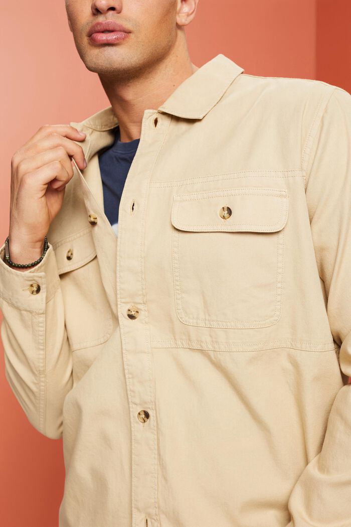 Overshirt in twill, 100% cotone, SAND, detail image number 2