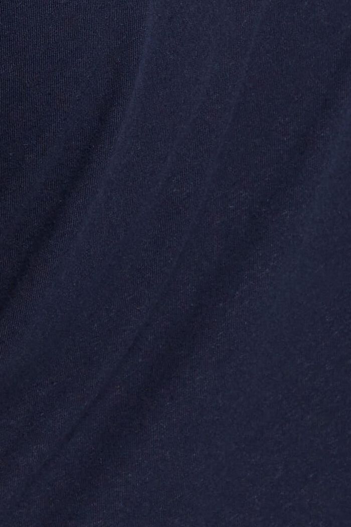 T-shirt a girocollo, misto cotone e lino, NAVY, detail image number 5