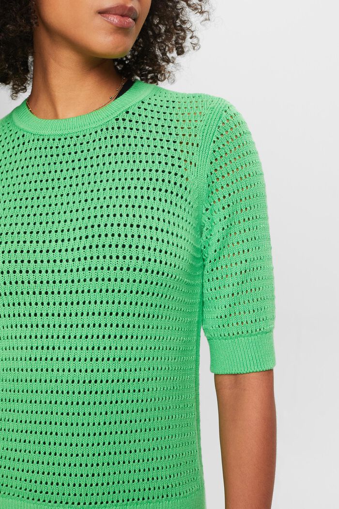 Pullover in mesh a manica corta, CITRUS GREEN, detail image number 3