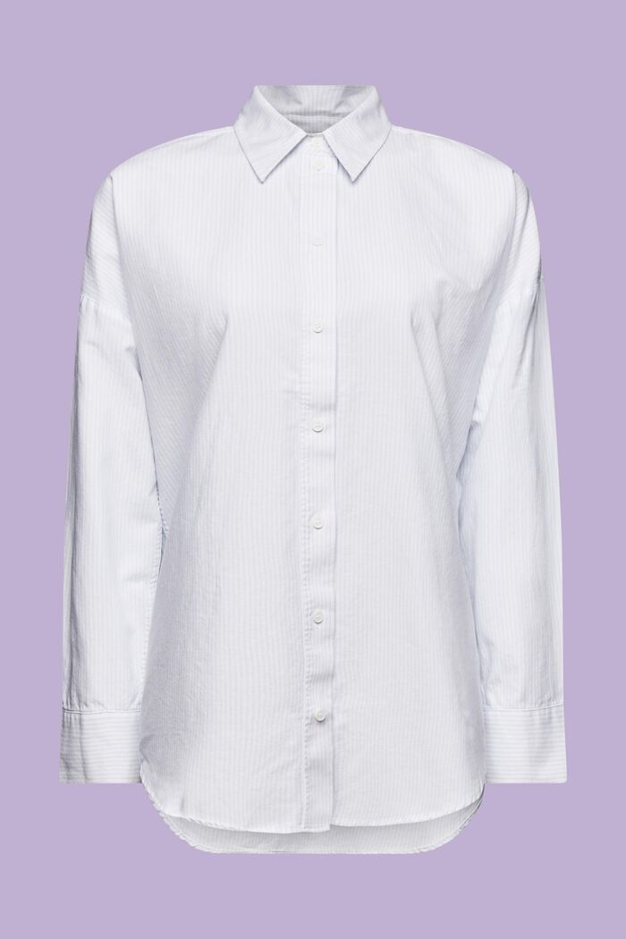 Camicia di cotone a righe oversize, PASTEL BLUE, detail image number 7