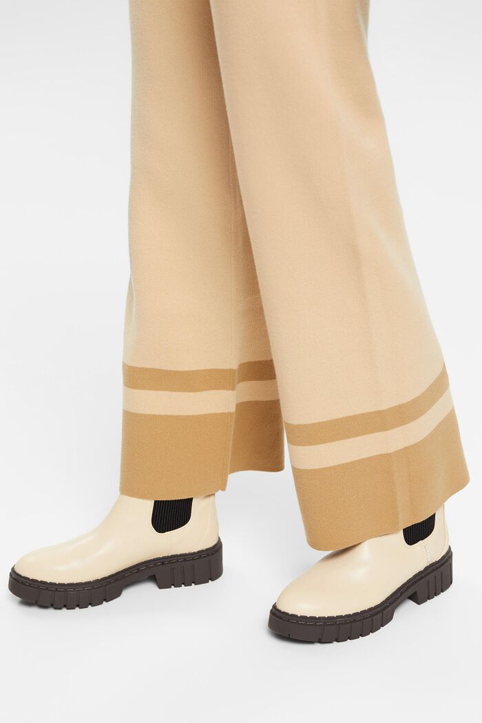 Pantaloni a gamba larga in maglia bicolore, SAND, detail image number 4