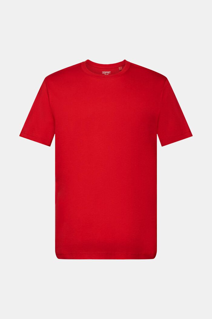 T-shirt girocollo in jersey di cotone Pima, DARK RED, detail image number 6