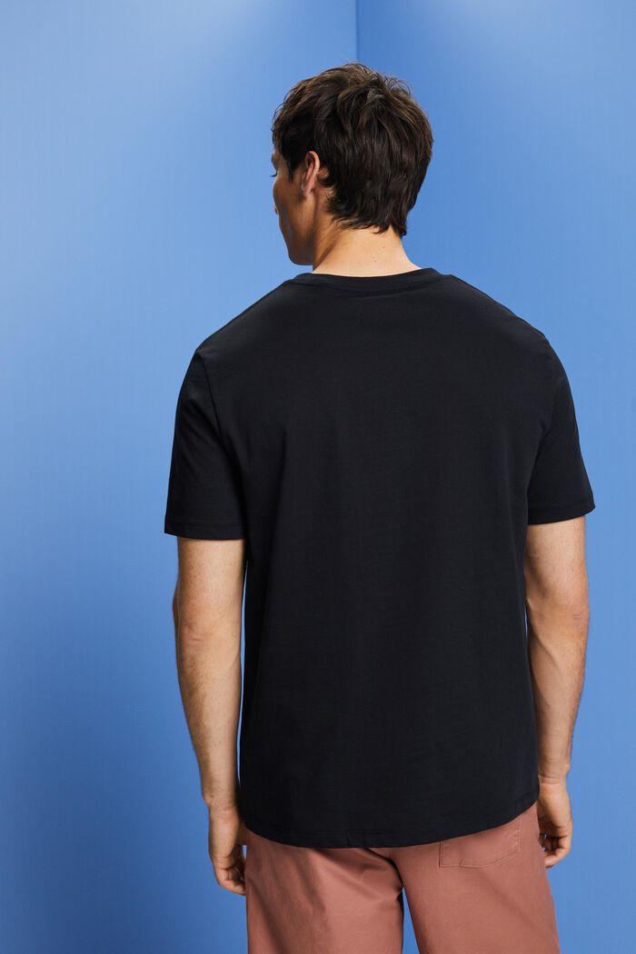 T-shirt con petto sul stampa, 100% cotone, BLACK, detail image number 3