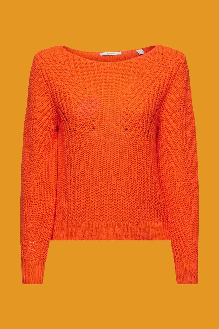 Pullover in maglia traforata, ORANGE RED, detail image number 6