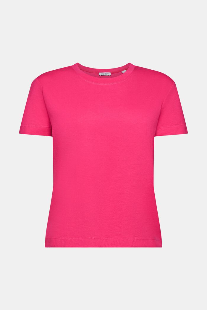T-shirt girocollo in cotone, PINK FUCHSIA, detail image number 5