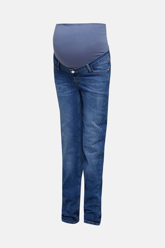 Jeans effetto usato con fascia premaman, MEDIUM WASHED, overview