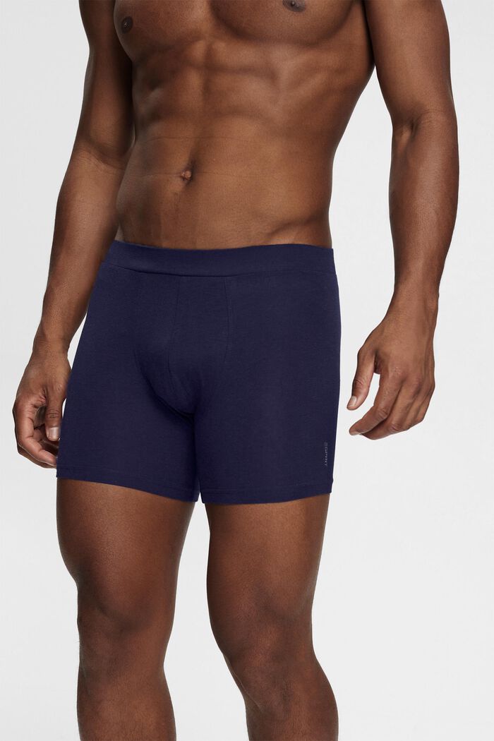 Shorts da uomo lunghi in misto cotone elasticizzato, confezione multipla, NAVY, detail image number 0