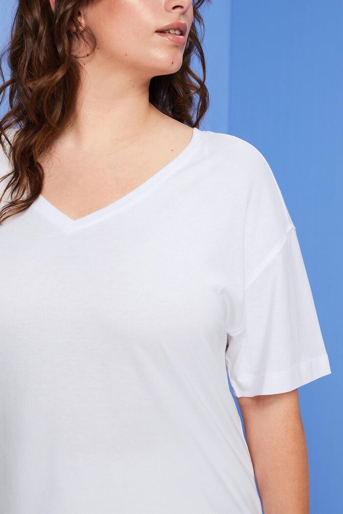 CURVY T-shirt con scollo a V, TENCEL™, WHITE, detail image number 2