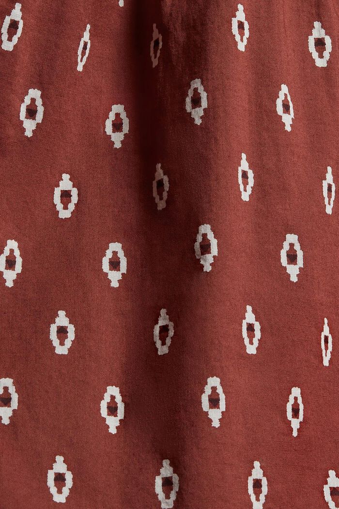 Blusa stampata e arricciata in cotone biologico, GARNET RED, detail image number 4