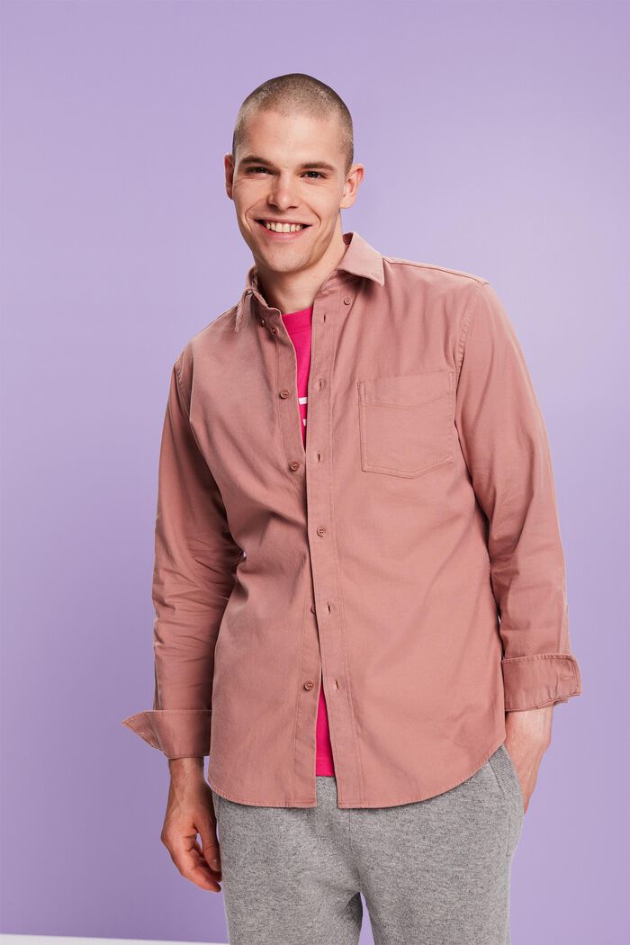 Camicia in twill regular fit, DARK OLD PINK, detail image number 0