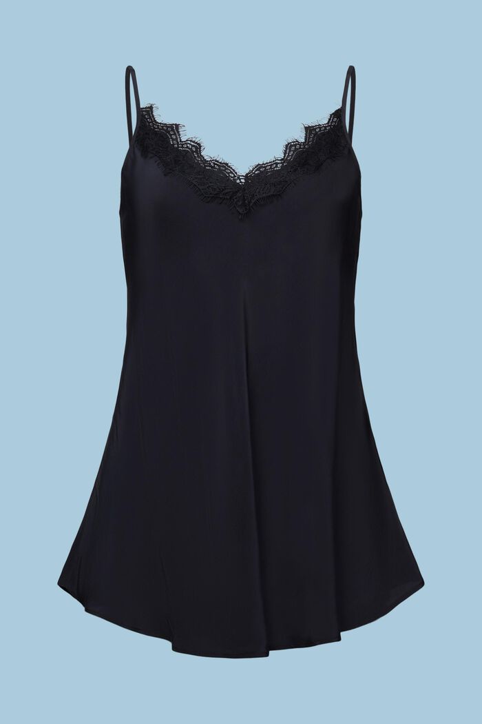 Top con spalline sottili in pizzo, BLACK, detail image number 6