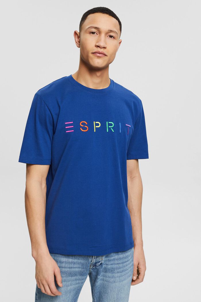 T-shirt in jersey con ricamo del logo, BRIGHT BLUE, overview