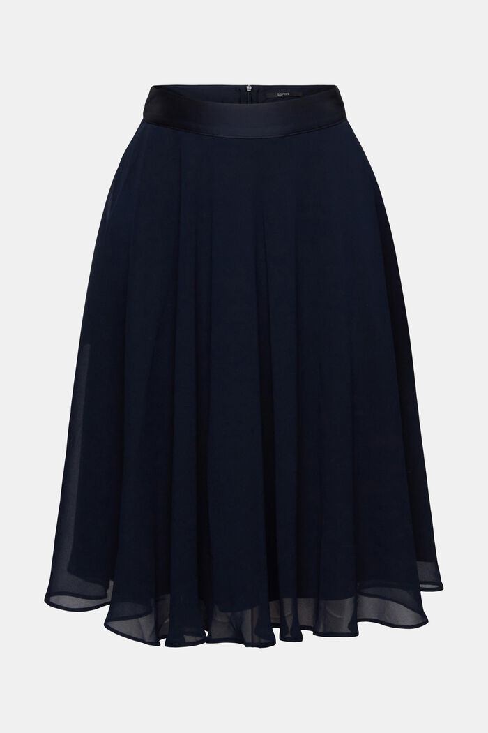 Gonna in chiffon lunga fino al ginocchio, NAVY, detail image number 8