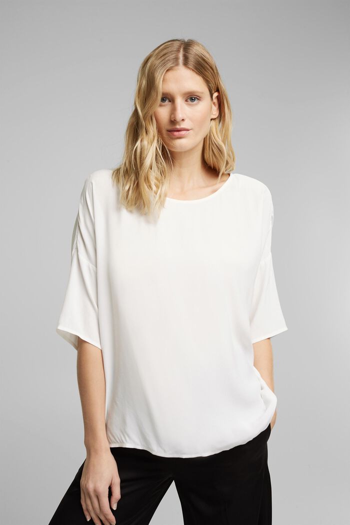 Top blusato largo, OFF WHITE, overview