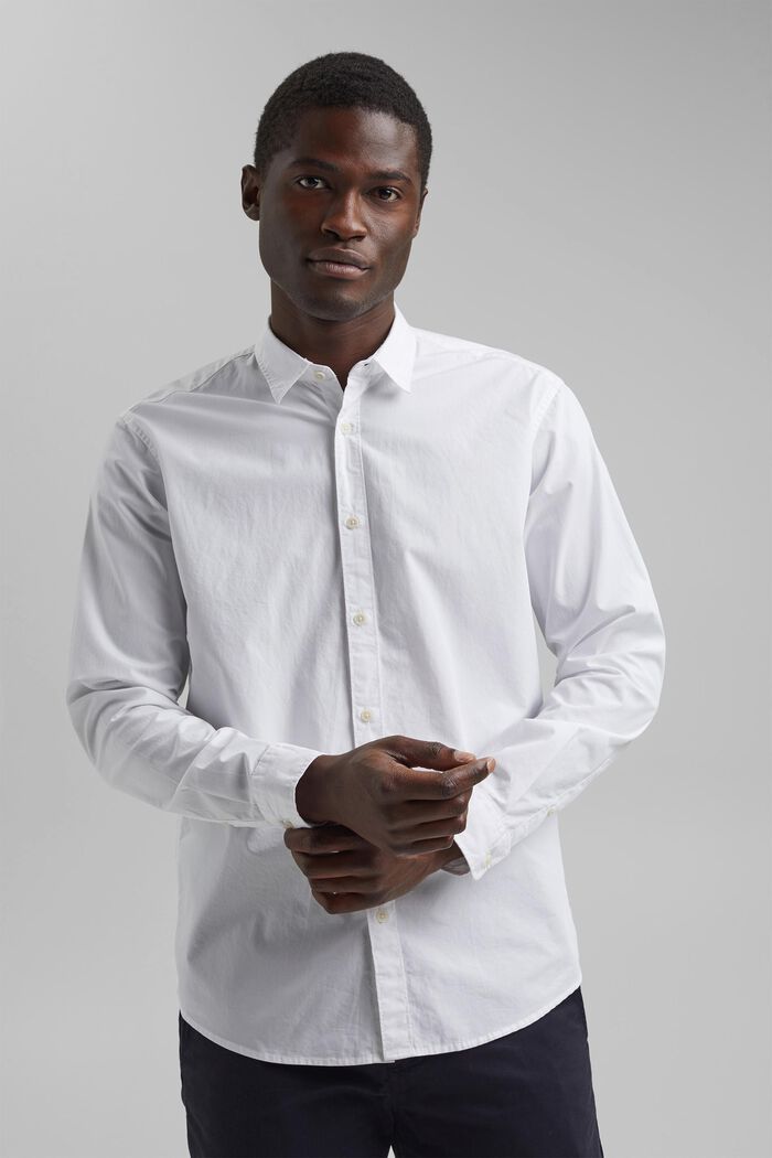 Camicia in 100% cotone Pima biologico, WHITE, detail image number 5